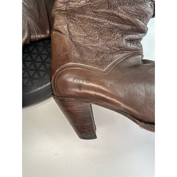 VTG Frye Dorado Slouch Boots Sz 6M 77580 Fold-Over Cuff Brown Leather Women’s - Picture 4 of 12